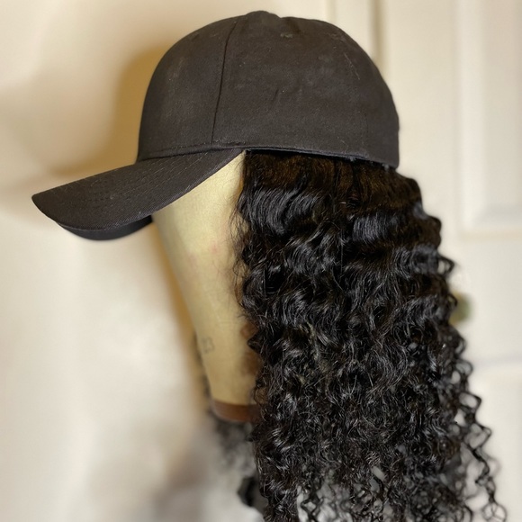 22” Brizillian Body Wave Black Adjustable Baseball Cap Wig | On The Go Wig - Picture 2 of 9